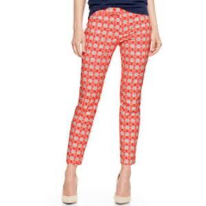 Gap Slim Cropped Pants Size 4 Low Rise Orange Geometric Preppy Country Club